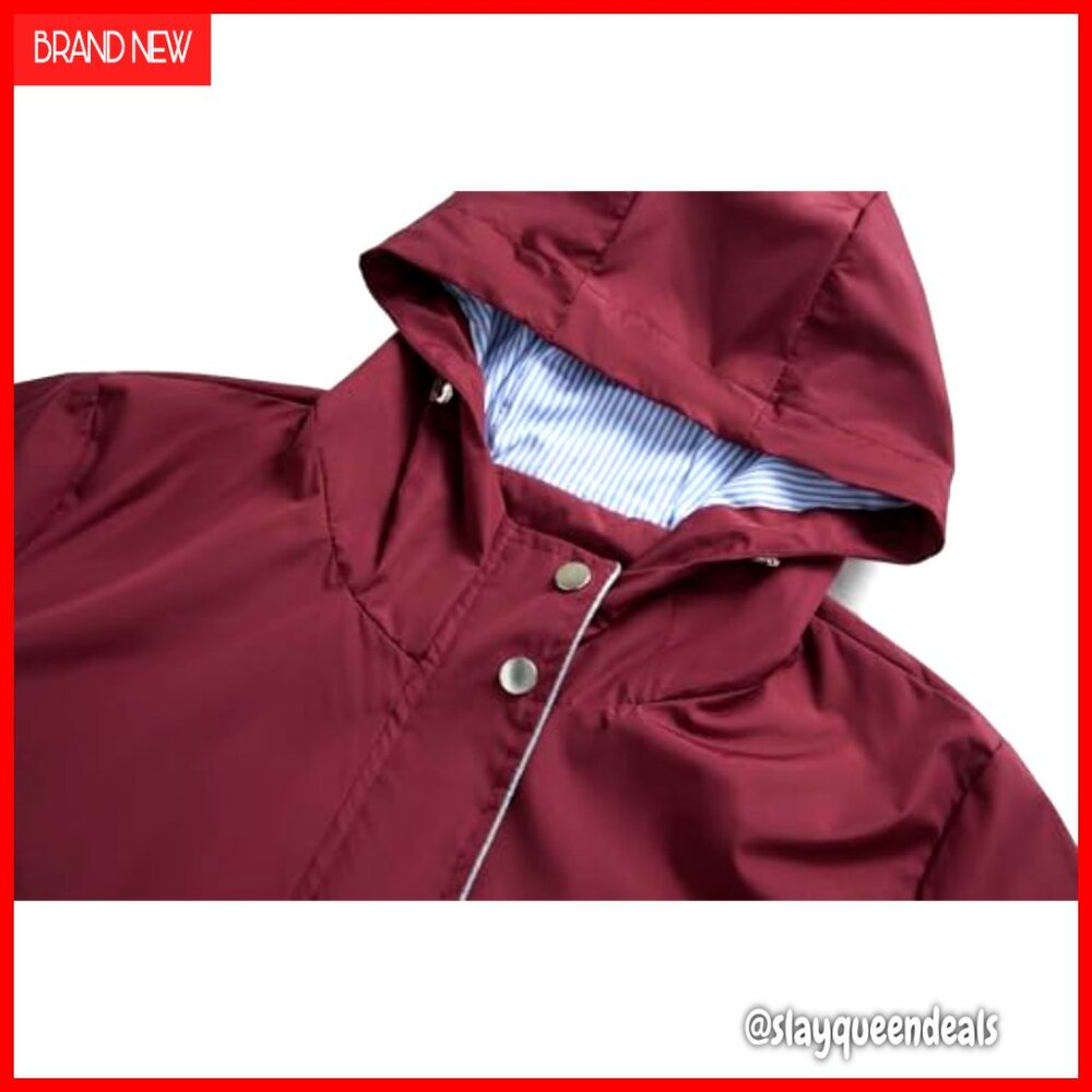 Waterproof Lightweight Long Rain Jacket Hooded Tr… - image 6